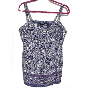 TORRID Navy and White Floral Medallion Top